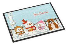 Load image into Gallery viewer, Merry Christmas Carolers English Bulldog Red White Doormat - 24x36 Decorative Floor Mat – Indoor/Outdoor Rug with Artistic Flair BB2451JMAT