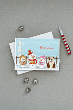 Load image into Gallery viewer, Merry Christmas Carolers English Bulldog Brindle White Greeting Cards -  Blank Note Cards – 8-Pack of Artist-Designed Cards with Envelopes