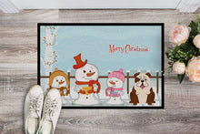 Load image into Gallery viewer, Merry Christmas Carolers English Bulldog Brindle White Doormat - 24x36 Decorative Floor Mat – Indoor/Outdoor Rug with Artistic Flair BB2452JMAT