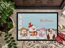 Load image into Gallery viewer, Merry Christmas Carolers English Bulldog Brindle White Doormat - 24x36 Decorative Floor Mat – Indoor/Outdoor Rug with Artistic Flair BB2452JMAT