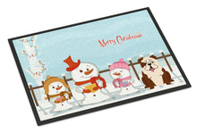 Load image into Gallery viewer, Merry Christmas Carolers English Bulldog Brindle White Doormat - 24x36 Decorative Floor Mat – Indoor/Outdoor Rug with Artistic Flair BB2452JMAT