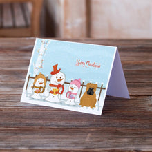Load image into Gallery viewer, Merry Christmas Carolers English Bulldog Red Greeting Cards -  Blank Note Cards – 8-Pack of Artist-Designed Cards with Envelopes