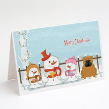 Load image into Gallery viewer, Merry Christmas Carolers English Bulldog Red Greeting Cards -  Blank Note Cards – 8-Pack of Artist-Designed Cards with Envelopes
