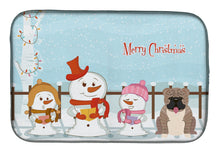 Load image into Gallery viewer, Merry Christmas Carolers English Bulldog Grey Brindle Dish Drying Mat – Absorbent, Artistic Kitchen Essentials BB2457DDM