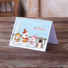 Load image into Gallery viewer, Merry Christmas Carolers English Bulldog Grey Brindle Greeting Cards -  Blank Note Cards – 8-Pack of Artist-Designed Cards with Envelopes