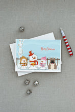 Load image into Gallery viewer, Merry Christmas Carolers English Bulldog Grey Brindle Greeting Cards -  Blank Note Cards – 8-Pack of Artist-Designed Cards with Envelopes
