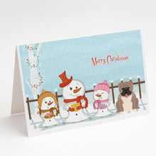 Load image into Gallery viewer, Merry Christmas Carolers English Bulldog Grey Brindle Greeting Cards -  Blank Note Cards – 8-Pack of Artist-Designed Cards with Envelopes