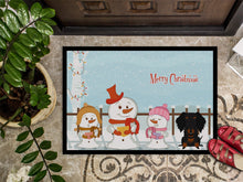 Load image into Gallery viewer, Merry Christmas Carolers Wire Haired Dachshund Black Tan Doormat - 24x36 Decorative Floor Mat – Indoor/Outdoor Rug with Artistic Flair BB2458JMAT