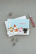 Load image into Gallery viewer, Merry Christmas Carolers Wire Haired Dachshund Dapple Greeting Cards -  Blank Note Cards – 8-Pack of Artist-Designed Cards with Envelopes