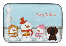 Load image into Gallery viewer, Merry Christmas Carolers Wire Haired Dachshund Chocolate Dish Drying Mat – Absorbent, Artistic Kitchen Essentials BB2460DDM