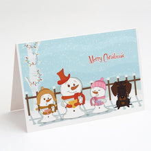 Load image into Gallery viewer, Merry Christmas Carolers Wire Haired Dachshund Chocolate Greeting Cards -  Blank Note Cards – 8-Pack of Artist-Designed Cards with Envelopes