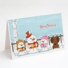 Load image into Gallery viewer, Merry Christmas Carolers Dachshund Red Brown Greeting Cards -  Blank Note Cards – 8-Pack of Artist-Designed Cards with Envelopes