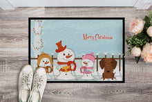 Load image into Gallery viewer, Merry Christmas Carolers Dachshund Red Brown Doormat - 24x36 Decorative Floor Mat – Indoor/Outdoor Rug with Artistic Flair BB2461JMAT