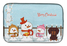 Load image into Gallery viewer, Merry Christmas Carolers Dachshund Chocolate Dish Drying Mat – Absorbent, Artistic Kitchen Essentials BB2462DDM
