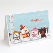 Load image into Gallery viewer, Merry Christmas Carolers Dachshund Chocolate Greeting Cards -  Blank Note Cards – 8-Pack of Artist-Designed Cards with Envelopes