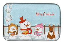 Load image into Gallery viewer, Merry Christmas Carolers Bull Terrier Red Dish Drying Mat – Absorbent, Artistic Kitchen Essentials BB2465DDM