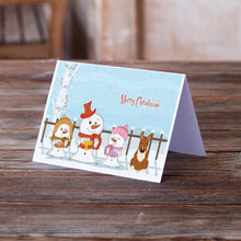 Load image into Gallery viewer, Merry Christmas Carolers Bull Terrier Red Greeting Cards -  Blank Note Cards – 8-Pack of Artist-Designed Cards with Envelopes