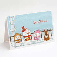 Load image into Gallery viewer, Merry Christmas Carolers Bull Terrier Red Greeting Cards -  Blank Note Cards – 8-Pack of Artist-Designed Cards with Envelopes