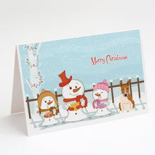 Load image into Gallery viewer, Merry Christmas Carolers Bull Terrier Red White Greeting Cards -  Blank Note Cards – 8-Pack of Artist-Designed Cards with Envelopes