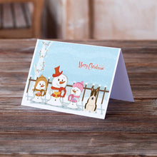Load image into Gallery viewer, Merry Christmas Carolers Bull Terrier Dark Brindle Greeting Cards -  Blank Note Cards – 8-Pack of Artist-Designed Cards with Envelopes