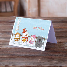 Load image into Gallery viewer, Merry Christmas Carolers Chow Chow Blue Greeting Cards -  Blank Note Cards – 8-Pack of Artist-Designed Cards with Envelopes