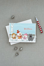 Load image into Gallery viewer, Merry Christmas Carolers Chow Chow Blue Greeting Cards -  Blank Note Cards – 8-Pack of Artist-Designed Cards with Envelopes