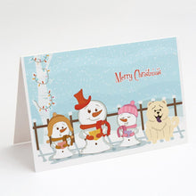Load image into Gallery viewer, Merry Christmas Carolers Chow Chow White Greeting Cards -  Blank Note Cards – 8-Pack of Artist-Designed Cards with Envelopes