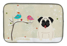 Load image into Gallery viewer, Christmas Presents between Friends Pug Cream Dish Drying Mat – Absorbent, Artistic Kitchen Essentials BB2476DDM