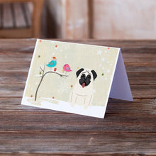 Load image into Gallery viewer, Christmas Presents between Friends Pug - Cream Greeting Cards -  Blank Note Cards – 8-Pack of Artist-Designed Cards with Envelopes