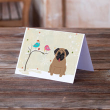 Load image into Gallery viewer, Christmas Presents between Friends Pug - Brown Greeting Cards -  Blank Note Cards – 8-Pack of Artist-Designed Cards with Envelopes