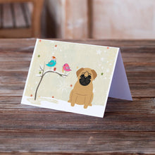 Load image into Gallery viewer, Christmas Presents between Friends Pug - Brown Greeting Cards -  Blank Note Cards – 8-Pack of Artist-Designed Cards with Envelopes