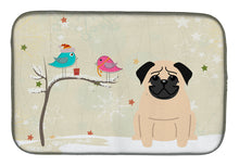 Load image into Gallery viewer, Christmas Presents between Friends Pug Fawn Dish Drying Mat – Absorbent, Artistic Kitchen Essentials BB2480DDM