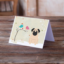 Load image into Gallery viewer, Christmas Presents between Friends Pug - Fawn Greeting Cards -  Blank Note Cards – 8-Pack of Artist-Designed Cards with Envelopes