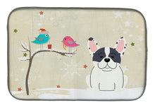 Load image into Gallery viewer, Christmas Presents between Friends French Bulldog Piebald Dish Drying Mat – Absorbent, Artistic Kitchen Essentials BB2483DDM