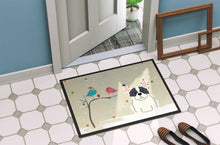 Load image into Gallery viewer, Christmas Presents between Friends French Bulldog Piebald Doormat - 24x36 Decorative Floor Mat – Indoor/Outdoor Rug with Artistic Flair BB2483JMAT