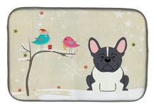 Load image into Gallery viewer, Christmas Presents between Friends French Bulldog Black White Dish Drying Mat – Absorbent, Artistic Kitchen Essentials BB2484DDM
