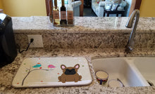Load image into Gallery viewer, Christmas Presents between Friends French Bulldog Brown Dish Drying Mat – Absorbent, Artistic Kitchen Essentials BB2485DDM