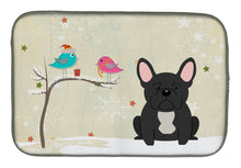 Load image into Gallery viewer, Christmas Presents between Friends French Bulldog Black Dish Drying Mat – Absorbent, Artistic Kitchen Essentials BB2486DDM