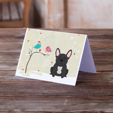 Load image into Gallery viewer, Christmas Presents between Friends French Bulldog - Black Greeting Cards -  Blank Note Cards – 8-Pack of Artist-Designed Cards with Envelopes