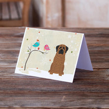 Load image into Gallery viewer, Christmas Presents between Friends Mastiff - Brindle Greeting Cards -  Blank Note Cards – 8-Pack of Artist-Designed Cards with Envelopes