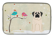 Load image into Gallery viewer, Christmas Presents between Friends Mastiff White Dish Drying Mat – Absorbent, Artistic Kitchen Essentials BB2489DDM