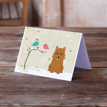 Load image into Gallery viewer, Christmas Presents between Friends Norwich Terrier Greeting Cards -  Blank Note Cards – 8-Pack of Artist-Designed Cards with Envelopes