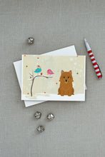 Load image into Gallery viewer, Christmas Presents between Friends Norwich Terrier Greeting Cards -  Blank Note Cards – 8-Pack of Artist-Designed Cards with Envelopes
