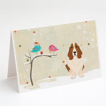 Load image into Gallery viewer, Christmas Presents between Friends Basset Hound Greeting Cards -  Blank Note Cards – 8-Pack of Artist-Designed Cards with Envelopes