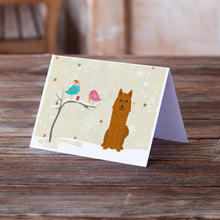 Load image into Gallery viewer, Christmas Presents between Friends Karelian Bear Dog Greeting Cards -  Blank Note Cards – 8-Pack of Artist-Designed Cards with Envelopes