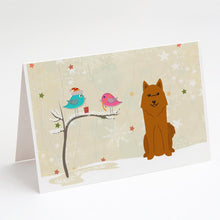 Load image into Gallery viewer, Christmas Presents between Friends Karelian Bear Dog Greeting Cards -  Blank Note Cards – 8-Pack of Artist-Designed Cards with Envelopes