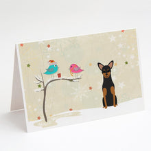 Load image into Gallery viewer, Christmas Presents between Friends Manchester Terrier Greeting Cards -  Blank Note Cards – 8-Pack of Artist-Designed Cards with Envelopes
