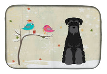 Load image into Gallery viewer, Christmas Presents between Friends Standard Schnauzer Black Dish Drying Mat – Absorbent, Artistic Kitchen Essentials BB2504DDM