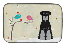 Load image into Gallery viewer, Christmas Presents between Friends Standard Schnauzer Black Grey Dish Drying Mat – Absorbent, Artistic Kitchen Essentials BB2506DDM