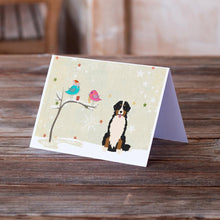 Load image into Gallery viewer, Christmas Presents between Friends Bernese Mountain Dog Greeting Cards -  Blank Note Cards – 8-Pack of Artist-Designed Cards with Envelopes